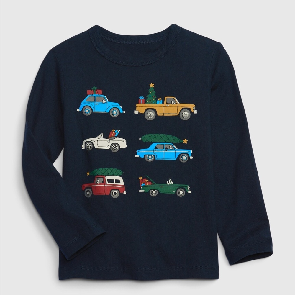 Gap, blue galaxy, organic cotton Holiday graphic t-shirt, 2 years